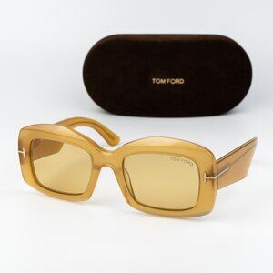 Tom Ford VENETIA Women Sunglasses Yellow Rectangle FT1218 39E NEW AUTHENTIC